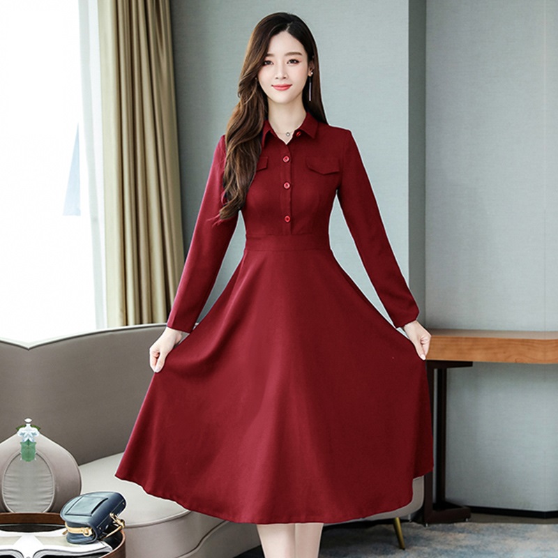 Long-sleeved Shirt Dress 2020 Fashion Spring and Autumn Slim Elegant Women Dresses Plus size Solid color Casual Ladies clothing, Navy blue
Long-sleeved Shirt Dress 2020 Fashion Spring and Autumn Slim Elegant Women Dresses Plus size Solid color Casual Ladies clothing, Navy blue