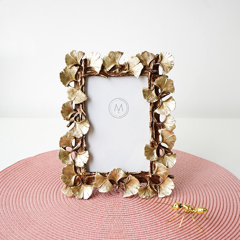 Resin Retro Frame Golden Ginkgo Leaf Photo Frame Home Decorations