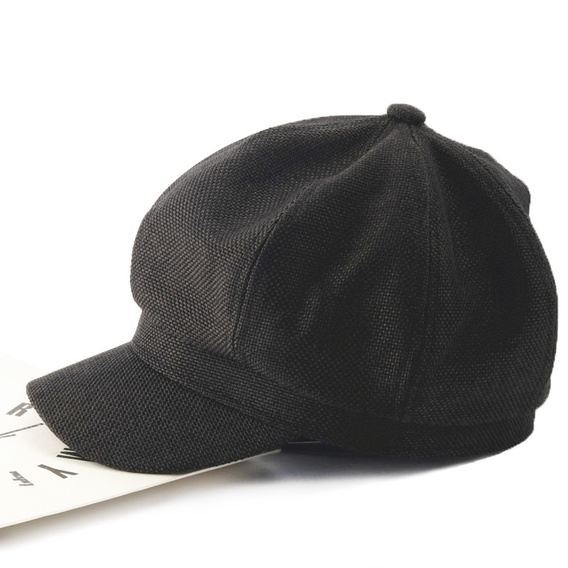 Wholesale- Octagonal Hat Female Adjustable Cotton and Linen Small Fragrance Wind Beret with Brim Thin Section Painter Hat Female