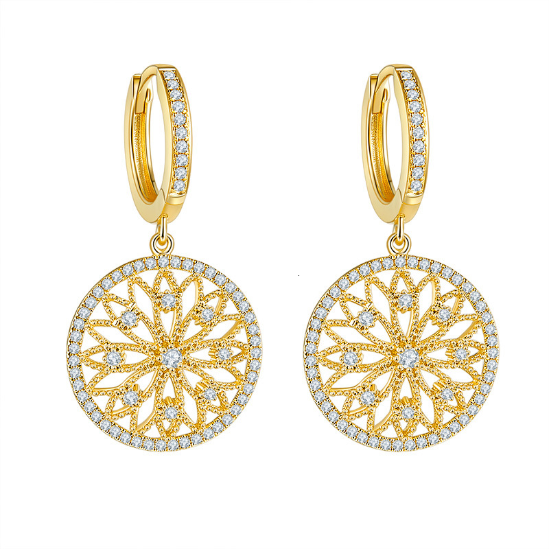 14K Gold Real Diamond Earring Round Hollow Wedding Gemstone for Women Peridot Bizuteria Grrnet Drop Earring Jewelry Orecchini LY191203