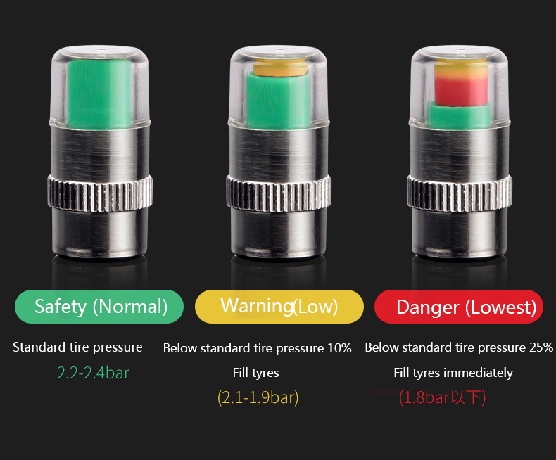 4pcs/set Anti-theft Car Tire Pressure Monitor Auto 2.4 Bar Monitoring Tools Tire Valve Caps Sensor Kit Accurate Detecting Indicator