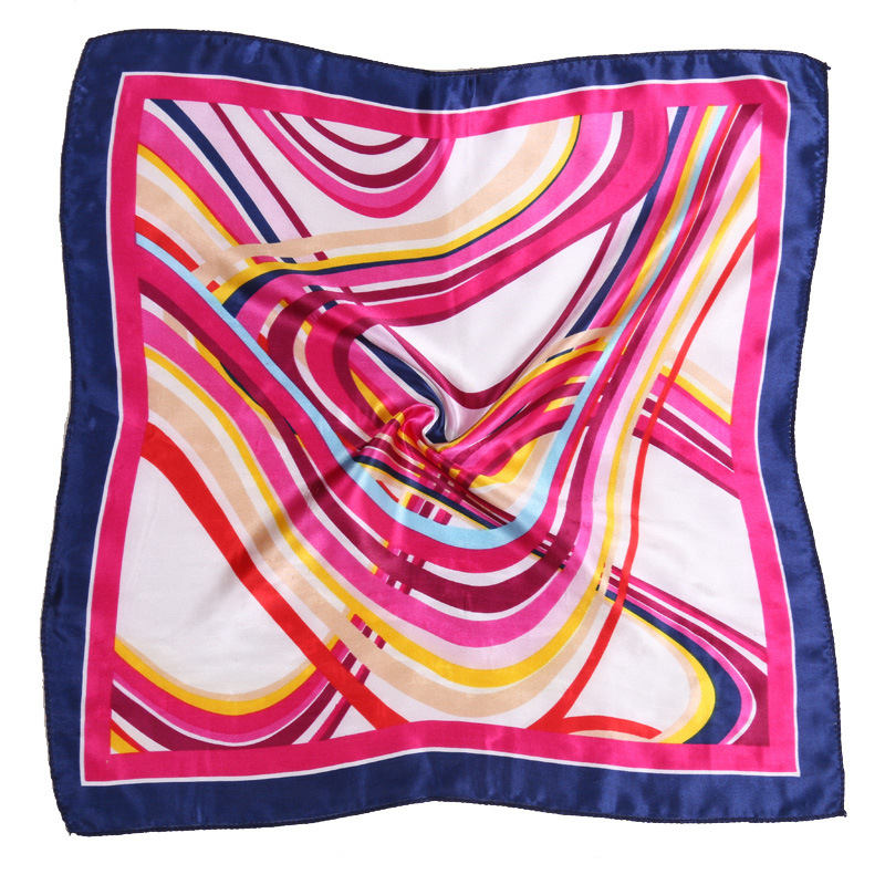 New Women Girls Korean Style Hotel Waiter Flight Attendants Business Printing Square Imitate Silk Scarf 50x50cm