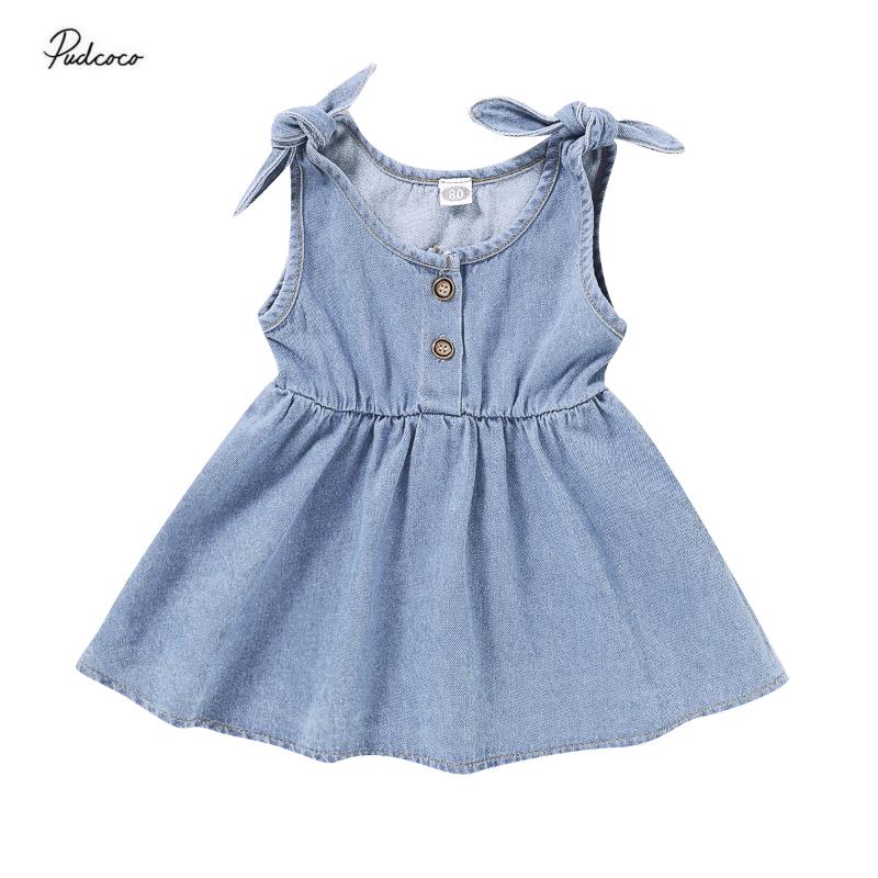 2020 Cute 0-4Y Summer Toddler Baby Girls Dress Bow Sleeveless Denim Blue Button A-lien Dress Princess Party Kids Sundress, As pic
2020 Cute 0-4Y Summer Toddler Baby Girls Dress Bow Sleeveless Denim Blue Button A-lien Dress Princess Party Kids Sundress, As pic