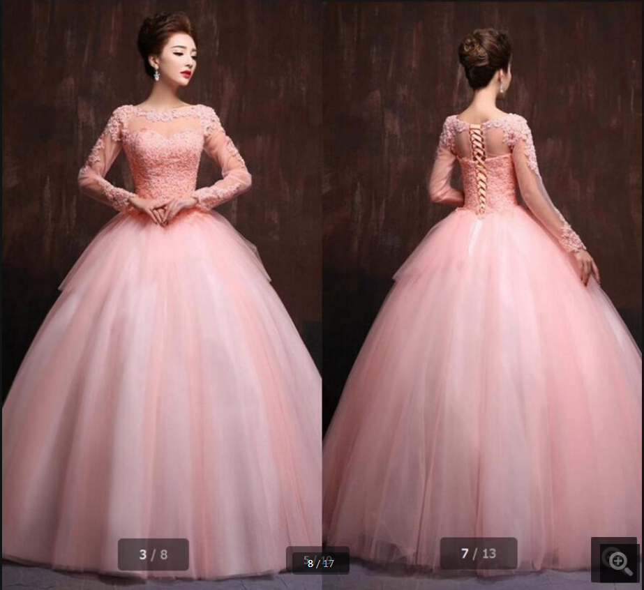 Long sleeve pink lace appliques beaded ball gown prom dress hollow back sexy scoop neckline puffy cheap corset prom dresses on sale, Red
Long sleeve pink lace appliques beaded ball gown prom dress hollow back sexy scoop neckline puffy cheap corset prom dresses on sale, Red