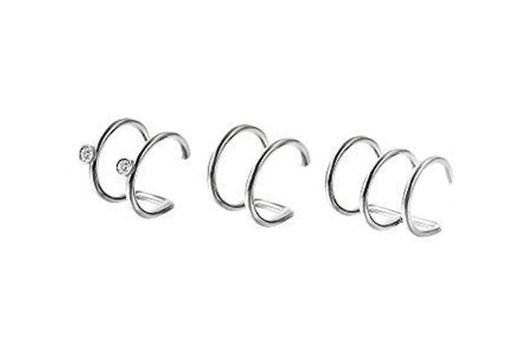 6 pairs/set Hip Hop Non Piercing Ear Clip Earrings Stainless Steel Earrings Jewelry Set Wholesale