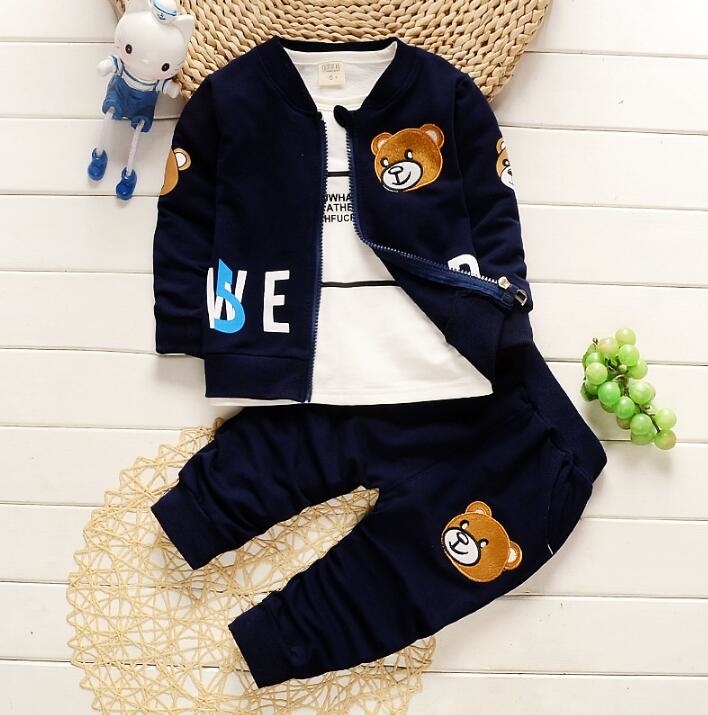 Bibicola Baby Boys Clothing Set Spring Autumn Fashion Coat Jacket+ T Shirt+pants 3 Pcs Newborn Sport Suit Infant Boys Clothes T191024