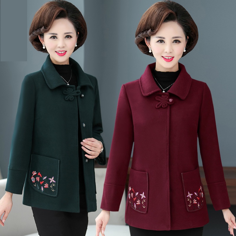 Middle-aged Woolen Coat Wool Winter Jacket Women Autumn Short Lapel Embroidery Fashion Coat Outerwear Mother Loaded abrigo mujer, Red wine
Middle-aged Woolen Coat Wool Winter Jacket Women Autumn Short Lapel Embroidery Fashion Coat Outerwear Mother Loaded abrigo mujer, Red wine