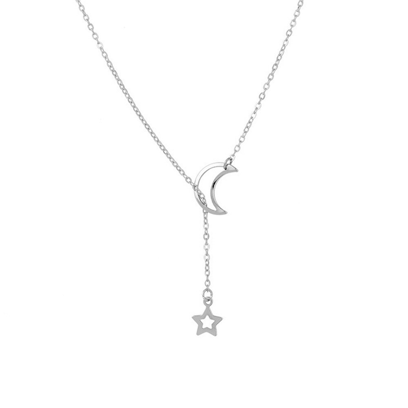 Star Moon Pendant Necklace Jewelry for Women Girls Gold Silver Fashion Trends Brand Charms Lobster Clasp Link Chain Choker Necklaces