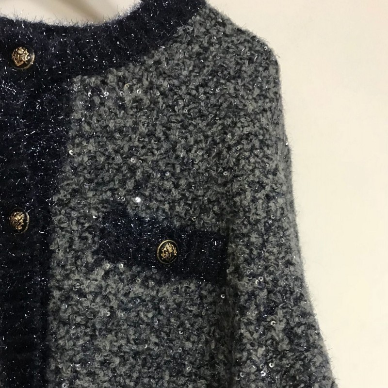 Autumn Winter Women Knitted Cardigan Elegant Sequined Outwear Coat Slim Fit Female Sweater Single Breasted Pockets Sweaters, As picture
Autumn Winter Women Knitted Cardigan Elegant Sequined Outwear Coat Slim Fit Female Sweater Single Breasted Pockets Sweaters, As picture