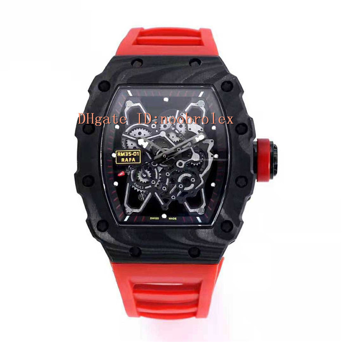 Top RM35-01 Watch Swiss Automatic Mechanical openworked Dial Super light Tonneau Carbon Fiber Case Sapphire Crystal Red Rubber Strap
Top RM35-01 Watch Swiss Automatic Mechanical openworked Dial Super light Tonneau Carbon Fiber Case Sapphire Crystal Red Rubber Strap