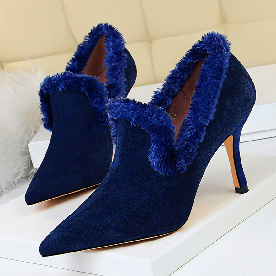 Woman Shoes Autumn Faux Fur Warm Women Pumps Solid Flock Fashion High Heels Shoes Pointed Toe Sexy Ladies Party Shoes 9cm, Black
Woman Shoes Autumn Faux Fur Warm Women Pumps Solid Flock Fashion High Heels Shoes Pointed Toe Sexy Ladies Party Shoes 9cm, Black