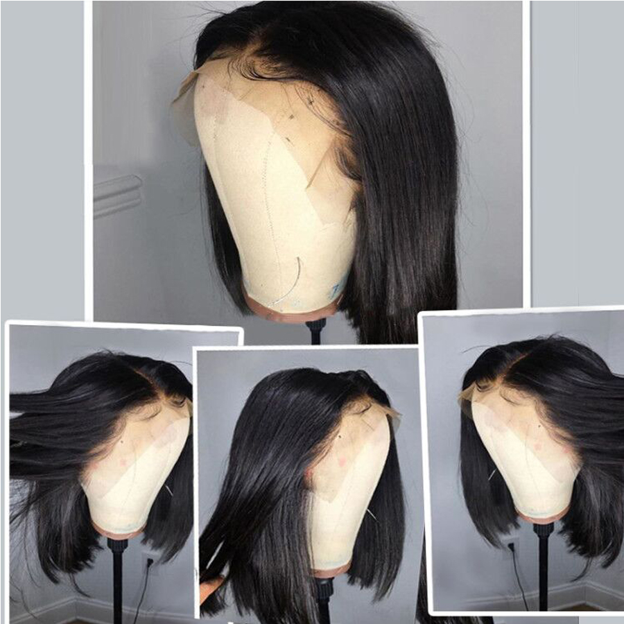 Short Lace Front Human Hair Wigs Bob Wig For Black Women Brazilian Natural Straight Afro Swiss Lace Frontal Wig Pre Plucked