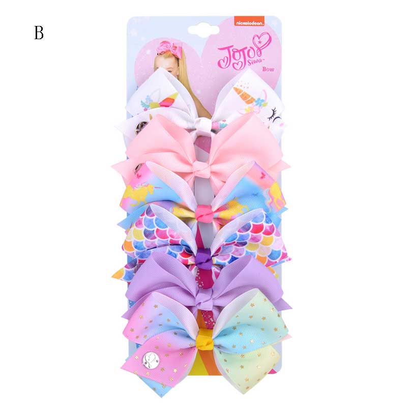 INS 21 colors 4.7" hair Bow girl Mermaid Unicorn print Barrettes Girl Hair Accessories Charming hair clipper