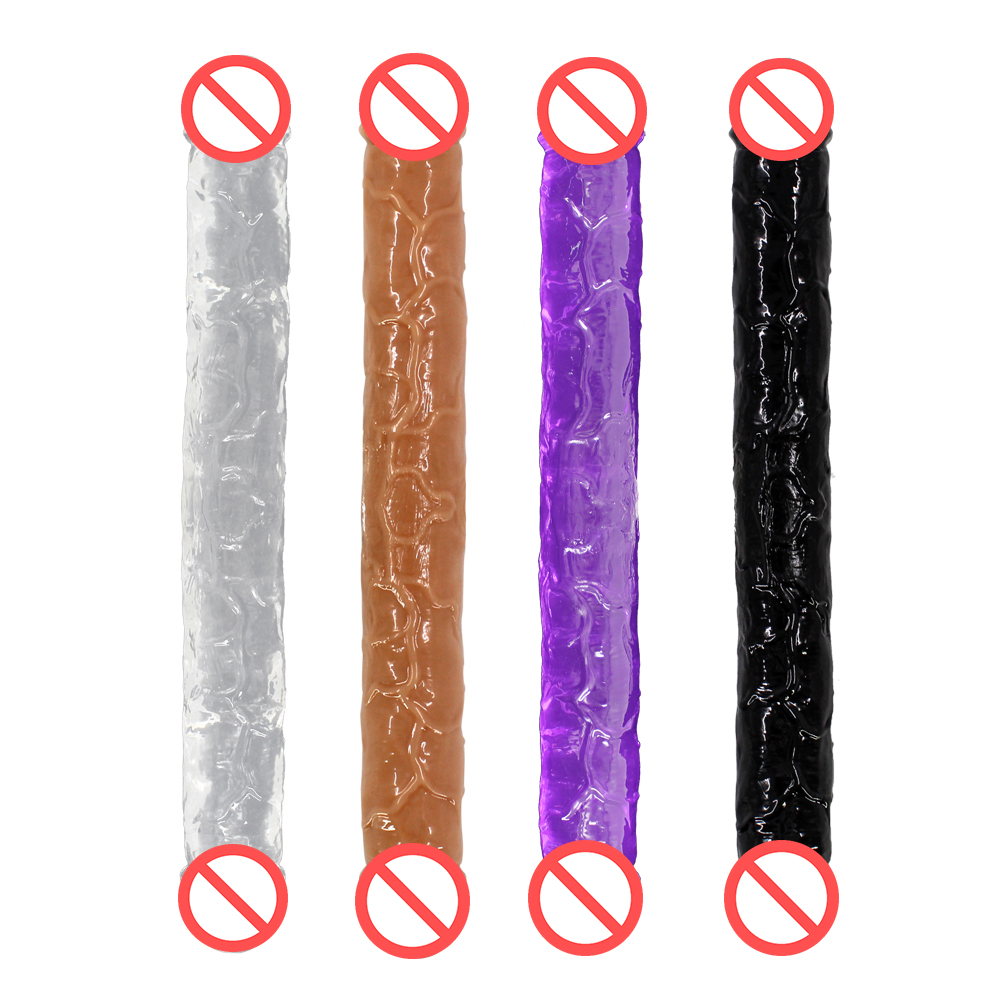 13,38 pouces réaliste à double extrémité Dildo cristal Gelées vaginal Massager G-spot stimulation Dildo étanche Sex Toy pour les femmes