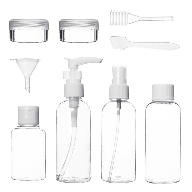 9 pcs Refillable Bottles Portable Transparent Make Up Empty Travel Cosmetic Plastic Shampoo Facial Cleanser Container Cream Box
9 pcs Refillable Bottles Portable Transparent Make Up Empty Travel Cosmetic Plastic Shampoo Facial Cleanser Container Cream Box