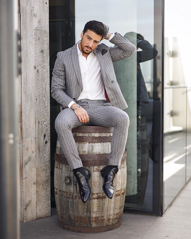 Men Tuxedos Groom Wedding Suits Handsome Striped Slim Fit One Button Mens Suit 2 Pieces Coat Pants (jacket+Pants)