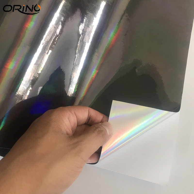 Black Holographic Chrome Vinyl Wrap Rainbow Finish Roll DIY Air-Release Adhesive Film Wrapping Foil