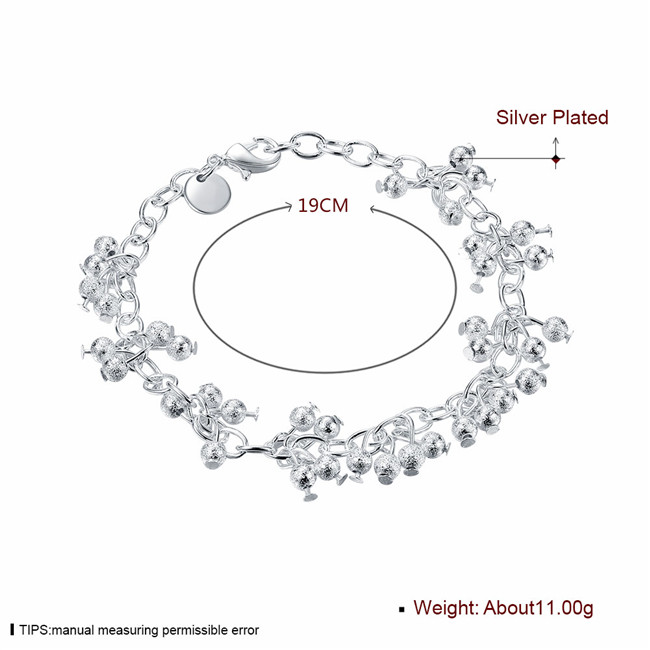 Hot sale best gift 925 silver Sand beads hanging grapes Bracelet DFMCH087, new fashion sterling silver plated Chain link gemstone bracelets