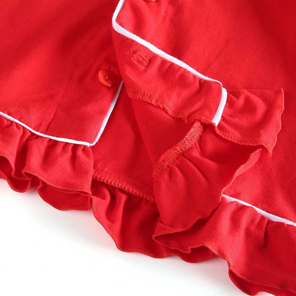 Kids clothing 100% cotton plain cute red pajamas winter with ruffle baby girl Christmas boutique home wear full sleeve pjs T191016