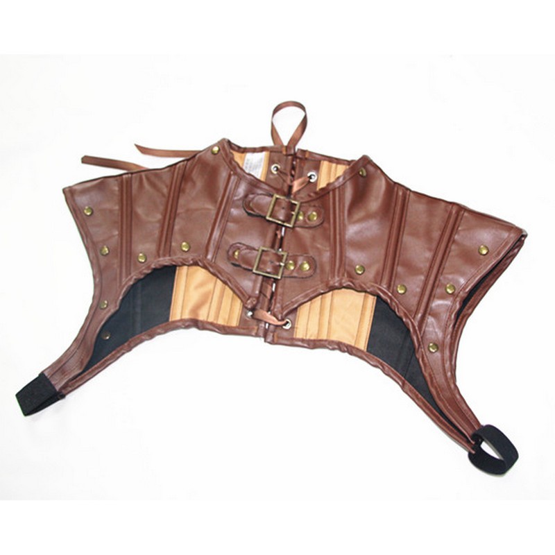 Women Warrior Armor Steampunk Costume Accessories Retro Gothic Style Studded Belted Faux Leather Bucked Shoulder Armor Female Clubwear S-XXL