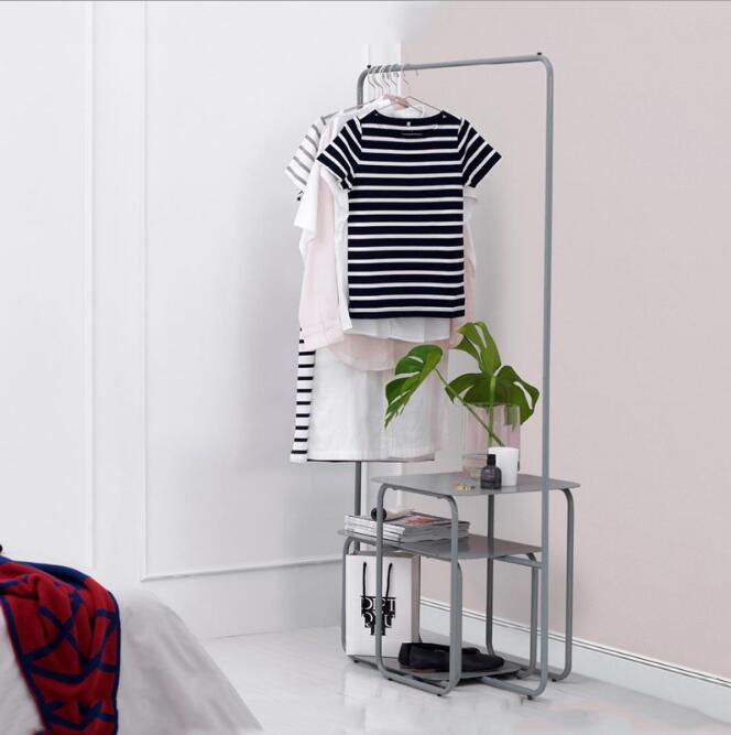 Multi functional floor clothes rack Bedroom Furniture horizontal bar type island racks standing bag creative clothing shelf