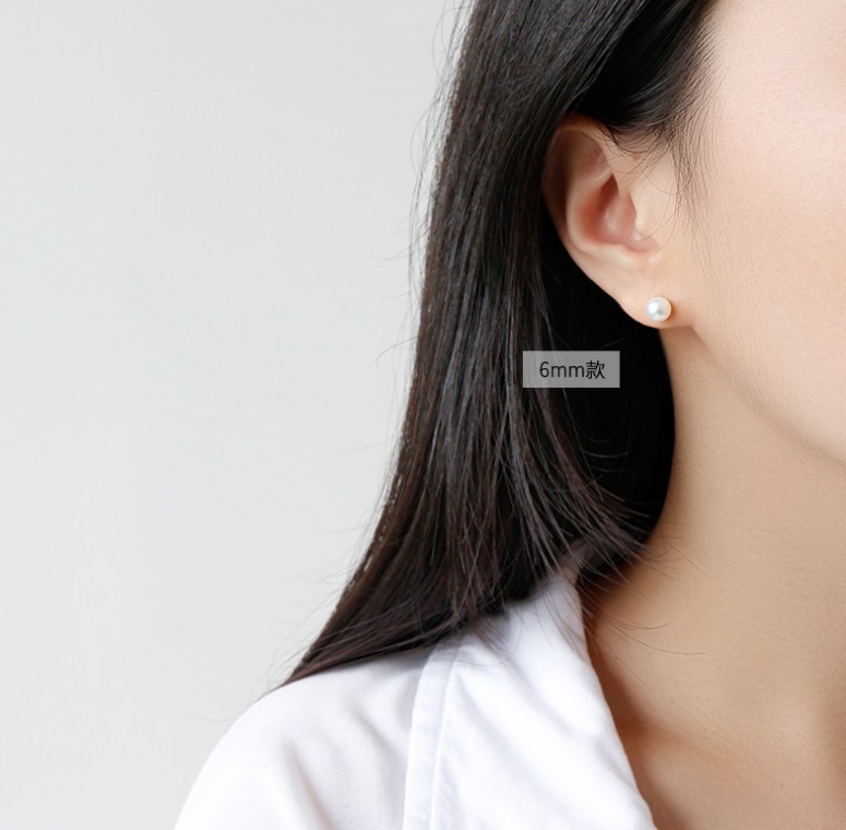 100% 925 Sterling Silver Jewelry 4.5MM 6MM Natural Freshwater Pearl Stud Earring For Women Girls Simple Female Wedding Earring