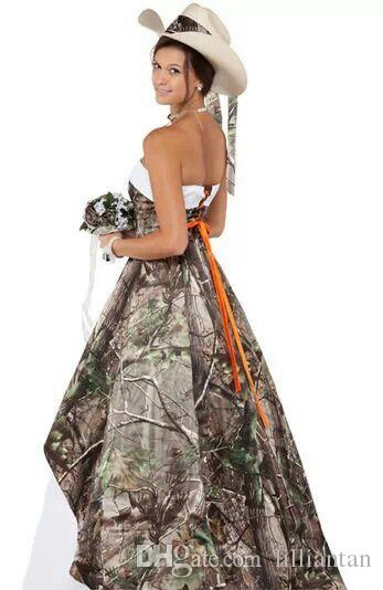 Strapless Camo Wedding Dress Empire Waist Country Beach Bridal Gowns Plus Size Lace-up Vestidos de Novia Camouflage Forest Gown
