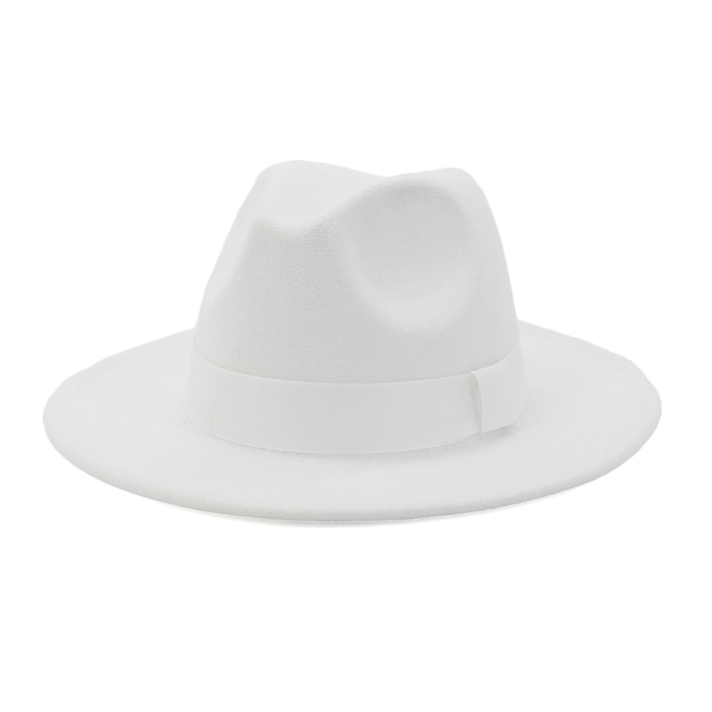 Lime Green Solid Color Wool Felt Jazz Fedora Hats with Ribbon Band Women Men Wide Brim Panama Party Trilby Wedding Hat