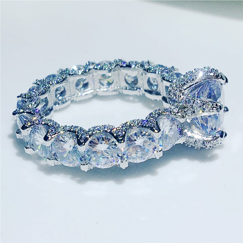 Vecalon Lovers Vintage Ring 925 Sterling Silver 3ct Diamond Engagement Wedding Band rings for women Finger Jewelry Gift