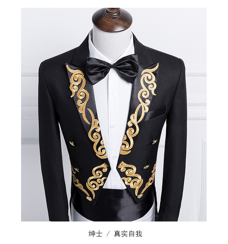 2020 Handsome Mens Designer Suits Appliqued Tailcoat Long Coat 2-Pieces Gentleman Double Breasted Groom Custom Made Best Man Business Suits