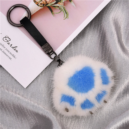 9cm Cute Real Genuine Fur Paw Pompom Ball Bag Charm Keychain Pendant Keyring Tassels