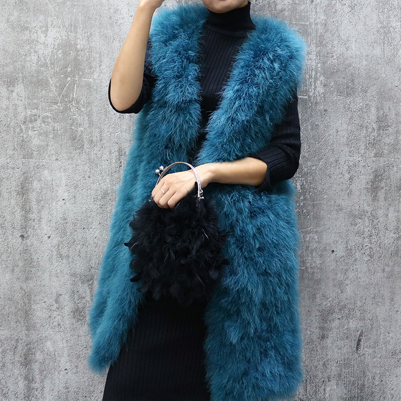 Long turkey feather fur vest autumn and winter women's sleeveless slim solid color V-neck ostrich feather waistcoat female CJ191206, As picture
Long turkey feather fur vest autumn and winter women's sleeveless slim solid color V-neck ostrich feather waistcoat female CJ191206, As picture
