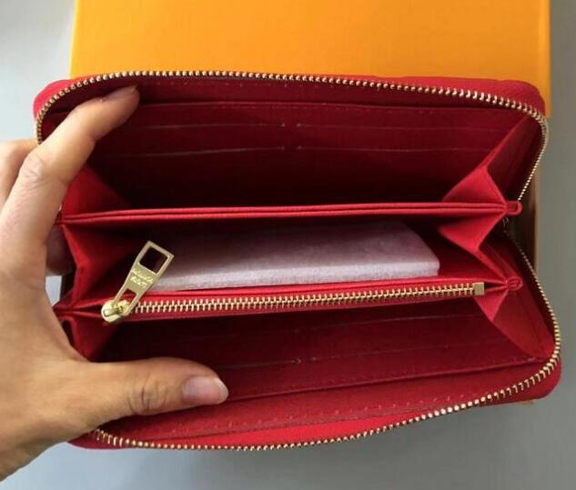 Free Shipping! Fashion designer clutch Genuine leather wallet with orange box 60015 60017