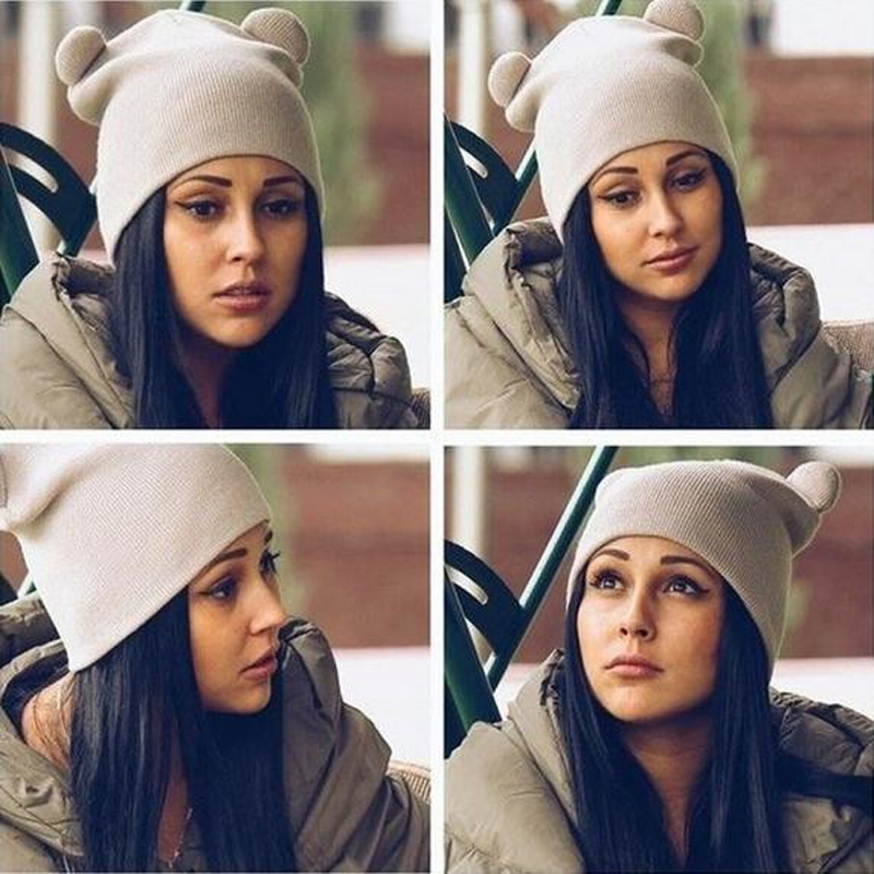 1pcs Hat Female Winter Caps Hats For Women Devil Horns Ear Cute Crochet Braided Knit Beanies Hat Warm Cap Hat Bonnet Homme Gorro S18120302