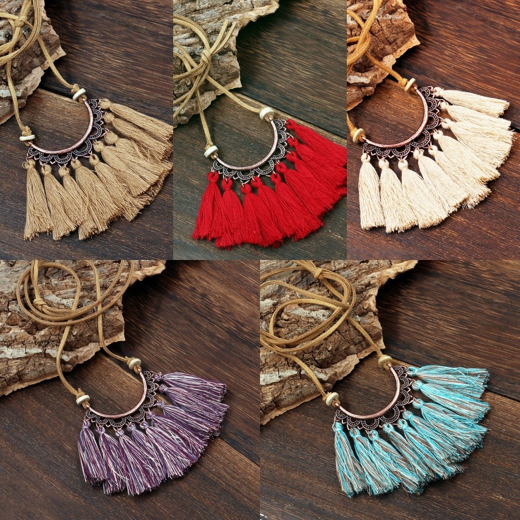Ethnic Fringe Tassel Women Fashion Jewelry Leather Rope Chain Silk Fabric Boho Festival statement Collar Choker Necklace, Silver
Ethnic Fringe Tassel Women Fashion Jewelry Leather Rope Chain Silk Fabric Boho Festival statement Collar Choker Necklace, Silver