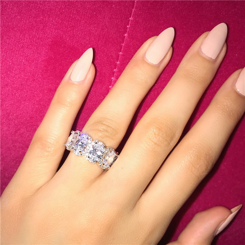 Stunning Limited Edition Eternity Band Promise Ring 925 sterling Silver 11Pcs Oval Diamond cz Engagement Rings For Women