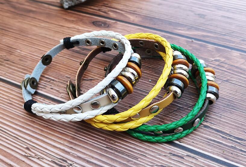 hot Bulk Mix Styles Beads Pendant Leather Bracelet Metal Leather Cuff skull punk rock sport Bracelets Men's Women's Jewelry Party Gifts