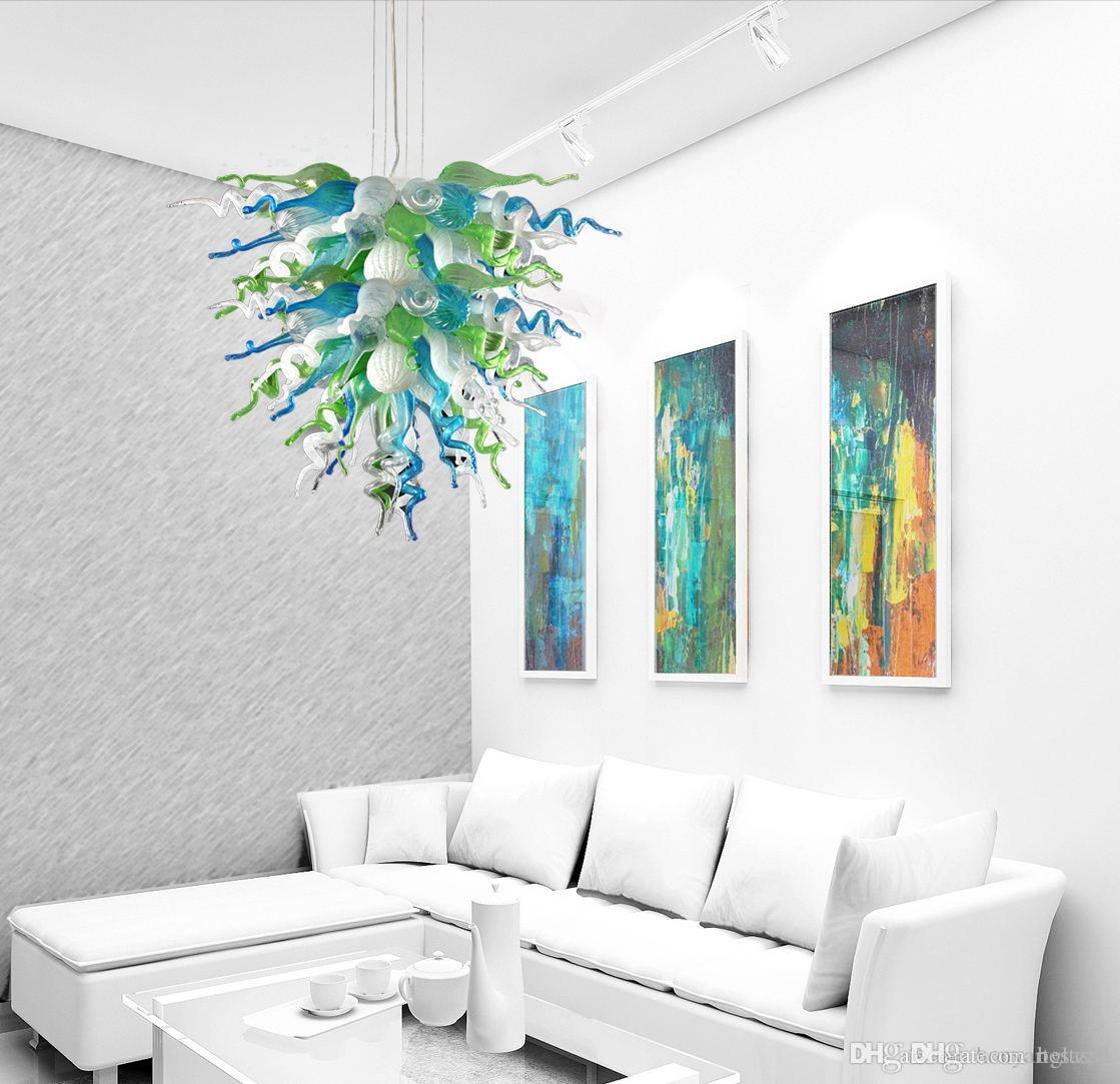LR1062-Antique Murano Glass Chandelier Light Green Blown Glass European Crystal Chandelier for Livingroom Decor