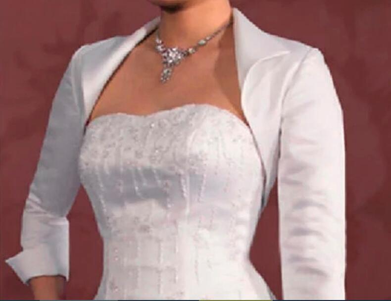 Cheap New Short Ivory White Wedding Jackets Front Open Bridal Women's Bolero Stain 3/4 Sleeve Custom Made Wraps Jacket