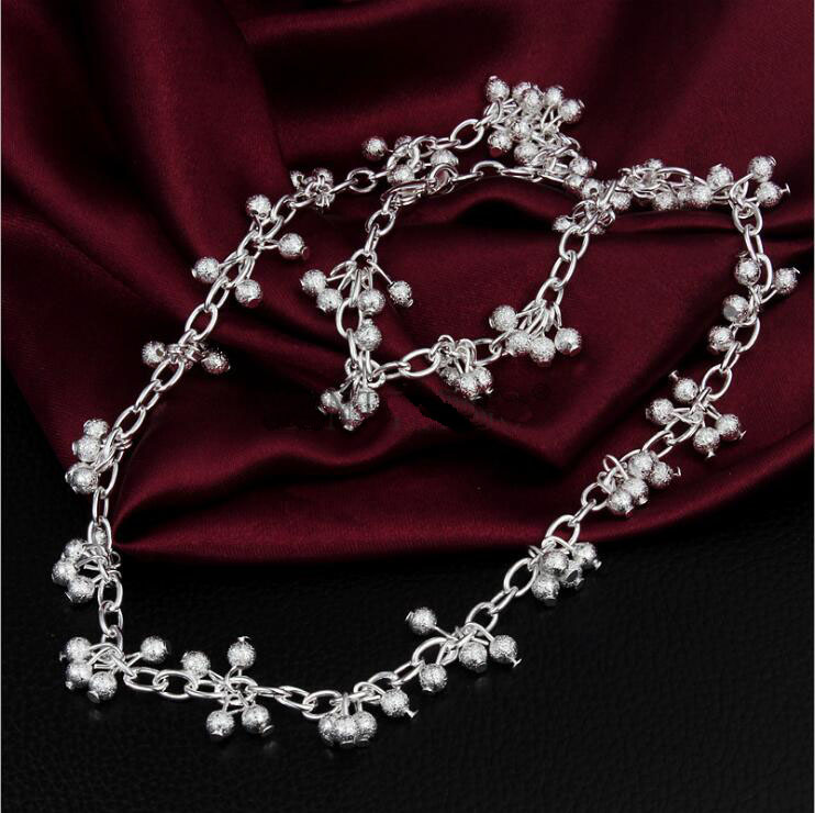 Hot sale Hanging Sand Pearl Grape Necklace sterling silver plate necklace STSN198,wholesale fashion 925 silver Chains necklace factory