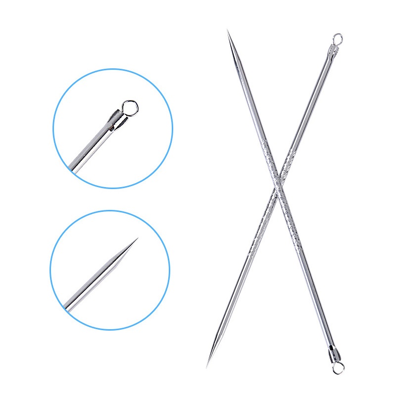 New Silver Blackhead Comedone Acne Blemish Extractor Remover Cosmetic Tool Stainless Needles Remove Tool 8cm WB2211
