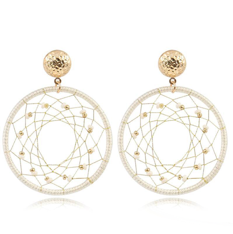 New Earrings female temperament dream catching net Earrings Gold Earrings Bohemia round ornaments the best gift for women and girls