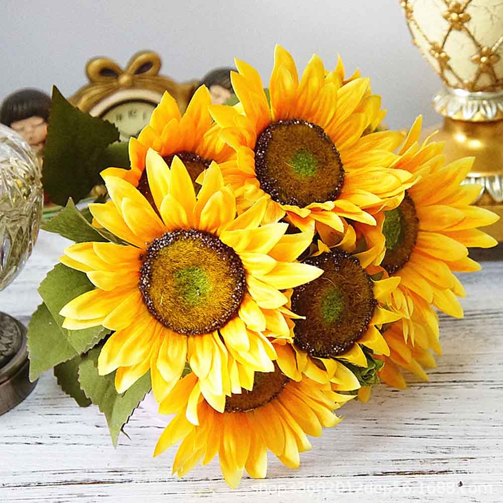 Wedding 13 Heads Fake Sunflower Party Autumn Artificial Flowers Bouquet European Style With Leaves Home Decor Cloth Garden, Yellow
Wedding 13 Heads Fake Sunflower Party Autumn Artificial Flowers Bouquet European Style With Leaves Home Decor Cloth Garden, Yellow