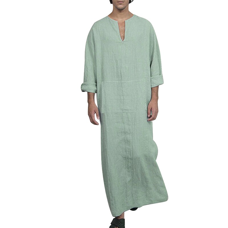 Shujin Muslim Men Abaya Jilbab Shirt Robes Jubba Thobe Islamic Men's Clothing SetsEid Mubarak Worship Service Middle