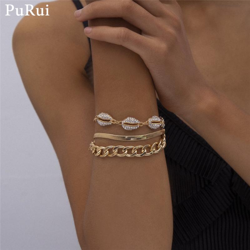 Link, Chain Purui Rhinestones Shiny Shell Bracelets For Women 3Pcs/Set Punk Miami Gold Color Cuban Link Bangles Fashion Jewelry Gift
Link, Chain Purui Rhinestones Shiny Shell Bracelets For Women 3Pcs/Set Punk Miami Gold Color Cuban Link Bangles Fashion Jewelry Gift