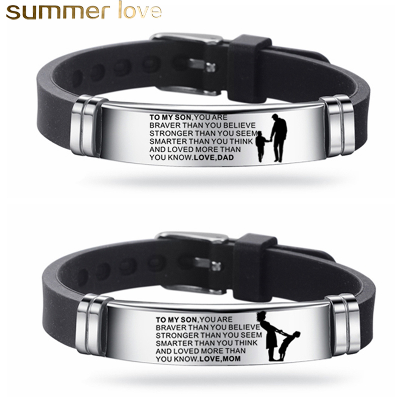 Men's Bracelet TO MY SON Never Forget That I LOVE YOU from Mom Dad Courage Silicone Bracelets for Men Boy Love Gifts Jewelry
Men's Bracelet TO MY SON Never Forget That I LOVE YOU from Mom Dad Courage Silicone Bracelets for Men Boy Love Gifts Jewelry