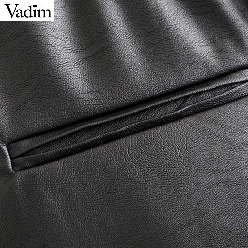 Women's Chic PU Leather Pants Elastic Waist Drawstring Tie Pockets | Solid Basic Trousers