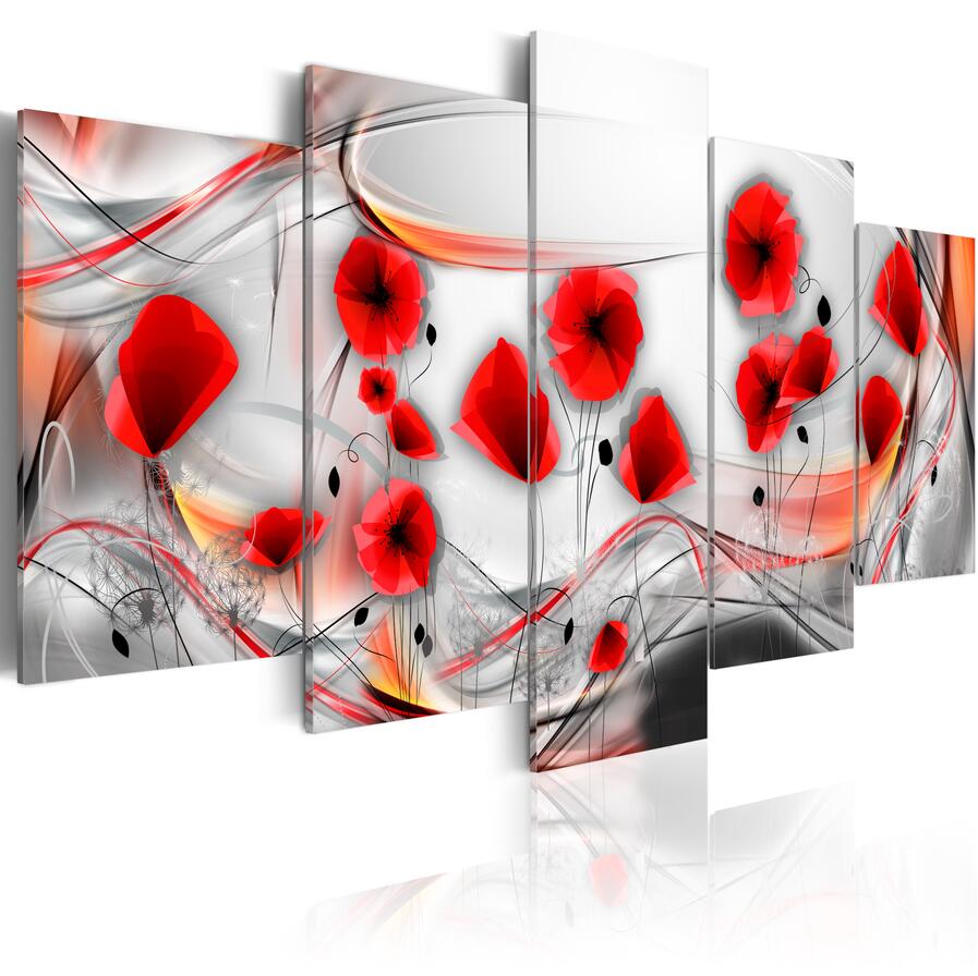 No Frame 5 Panels Modern Canvas Prints Artwork Beautiful Poppy Flower Abstract Dancer Canvas Painting Wall Art Home Decor For Living Room Pi