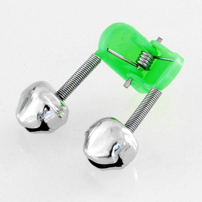 100pcslot Fishing Bite Alarms Fishing Rod Bell Rod Clamp Tip Clip Bells Ring Green ABS Fishing Accessory Outdoor Metal