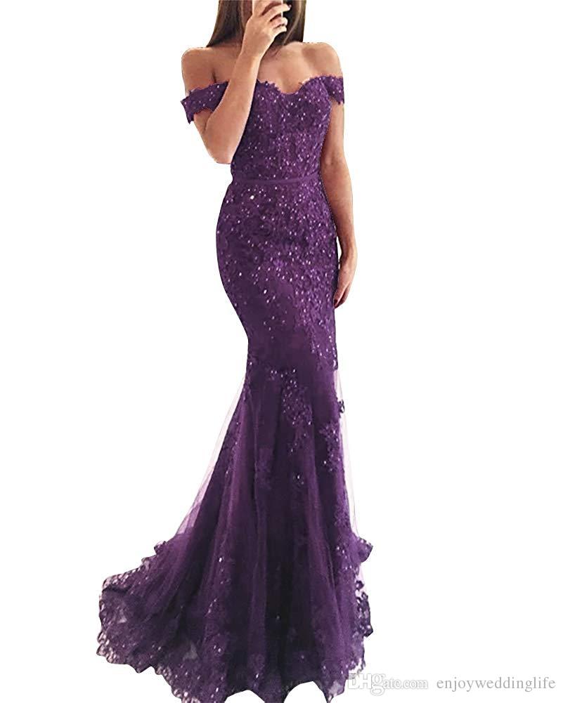 Off The Shoulder Mermaid Long Evening Dresses Tulle Appliques Beaded Custom Made Formal Evening Gowns Prom Party Wear